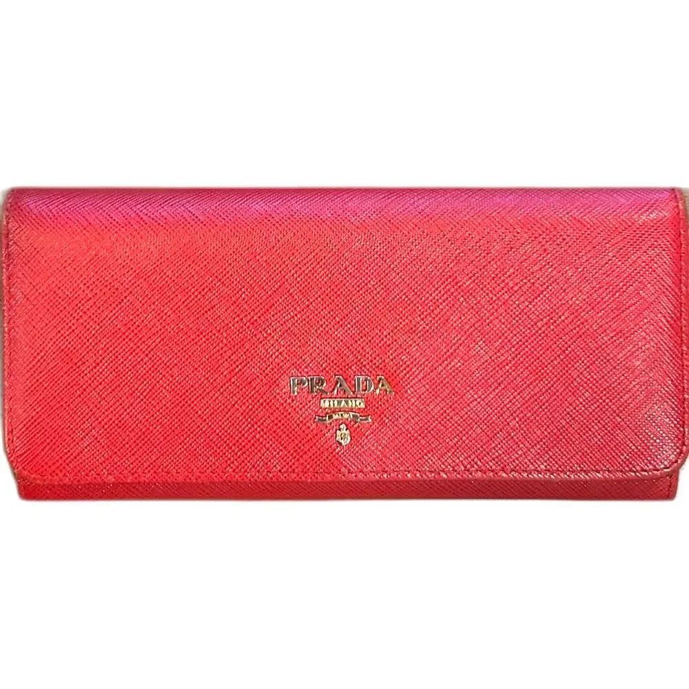 Prada Red Saffiano Leather Long Wallet - Full Inclusion - NEW
